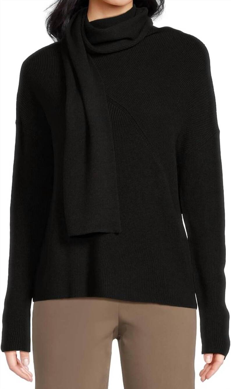 NEW ELLIOTT LAUREN wrap scarf sweater in blk